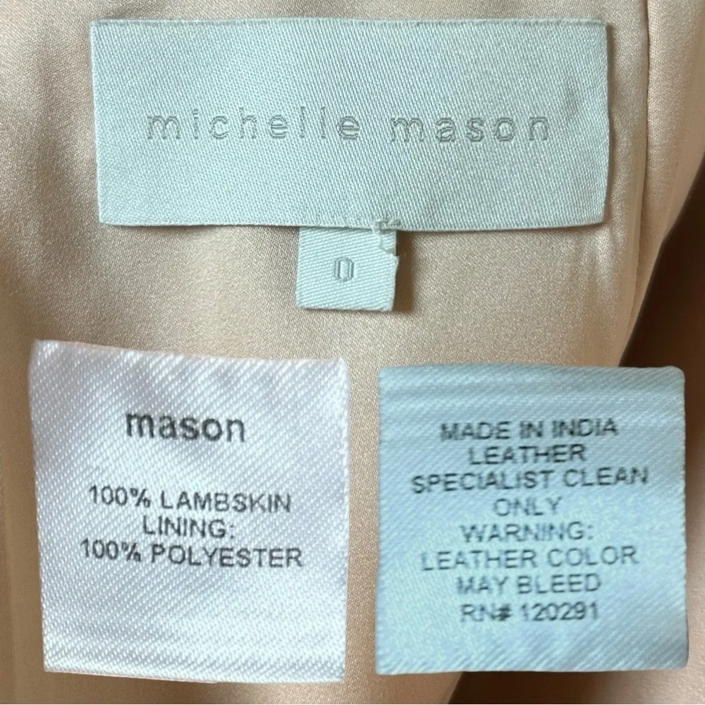 Michelle Mason, Women’s Lambskin Leather Asymmetric Mini Skirt Blush Pink Size 0